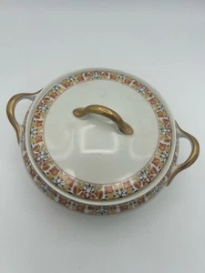 Antike T & V Limoges Frankreich bedeckt Kasserolle Servierschale 10" mit Deckel 1907-1919 - Bild 1 von 4