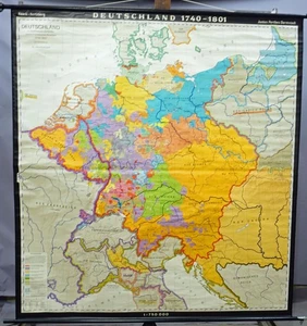 Germania 1740-1801 storia cartina da parete scuola quadro a rullo - Foto 1 di 1