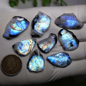 Ventanas Moonlight ~ 8 piezas losas de cristal gema pulida piedra lunar arco iris natural - Imagen 1 de 13