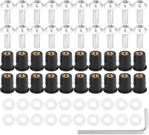 20Pcs M5 5Mm Moto Parabrezza Vite Carenatura Bullone Tono Argento - Foto 1 di 12