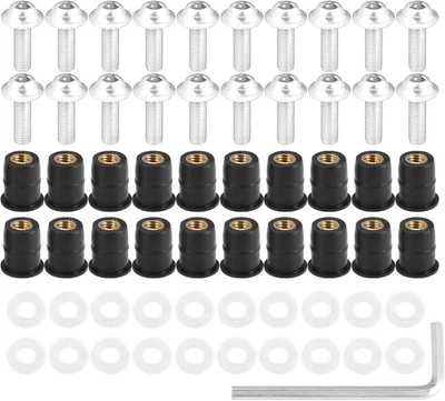 20Pcs M5 5Mm Moto Parabrezza Vite Carenatura Bullone Tono Argento - Immagine 1 di 4