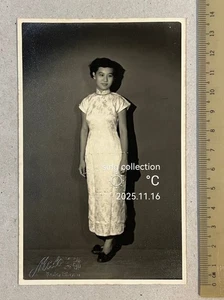 OPS original 50's Chinese lady in cheongsam Kota Bharu studio photo Malaya - Picture 1 of 2