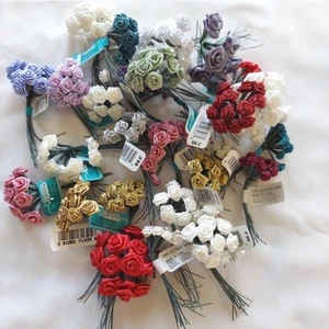 Vintage Miniature Bouquets (27) Fabric Flowers Doll House Variety Colors-Sizes - Picture 1 of 3