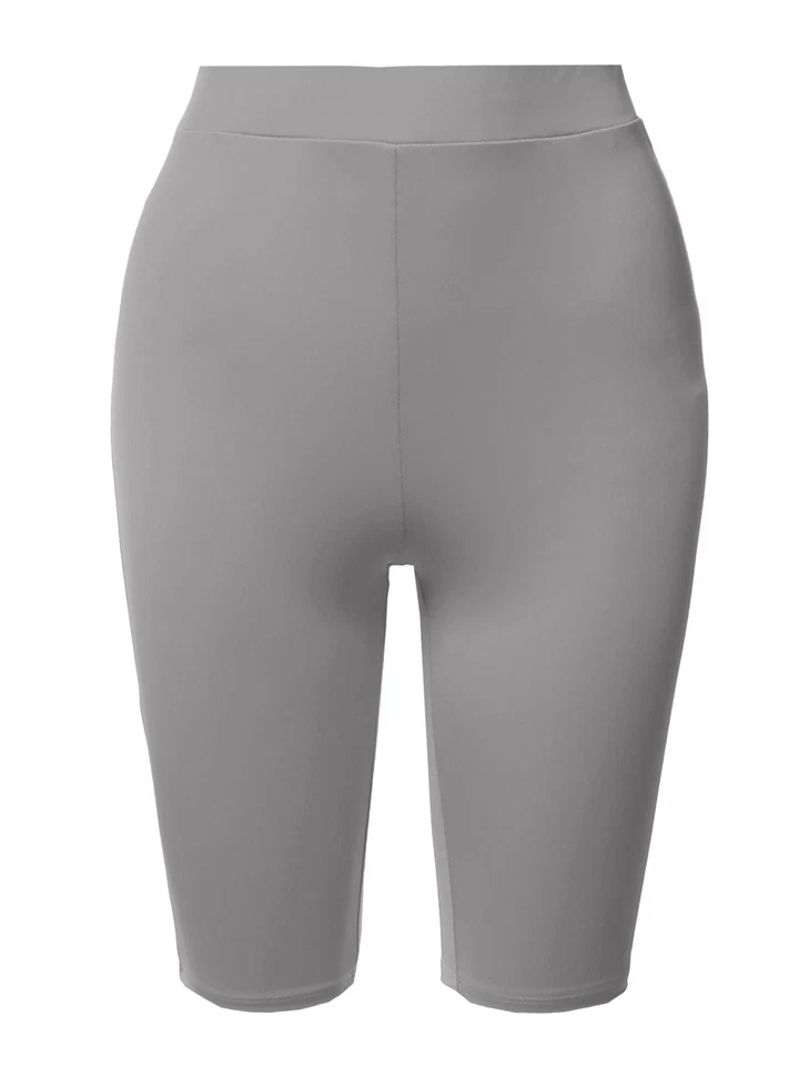 Basic Yoga Polyester Mid Thigh High Rise Biker Bermuda Shorts - Image 1 of 1