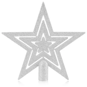 Weihnachtsbaumspitze Glitzer-Stern - Spitze für Weihnachtsbaum - silberfarben - Bild 1 von 8