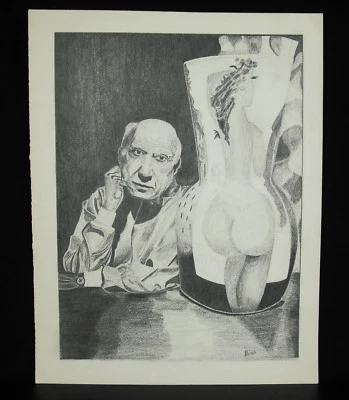 Hommage à Pablo Ruiz Picasso dessin cubiste cubisme vase Vallauris femmes  - Photo 1/3