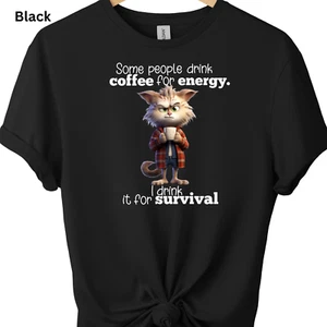 Funny Cat Graphic Print T-Shirt Sarcastic Graphic Tee Men's Women's Humorous Tee - Picture 1 of 41