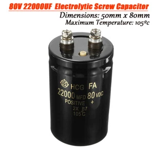 105℃ 80V 22000UF/MFD Aluminum Screw Audio Filtering Electrolytic Capacitor - Picture 1 of 10