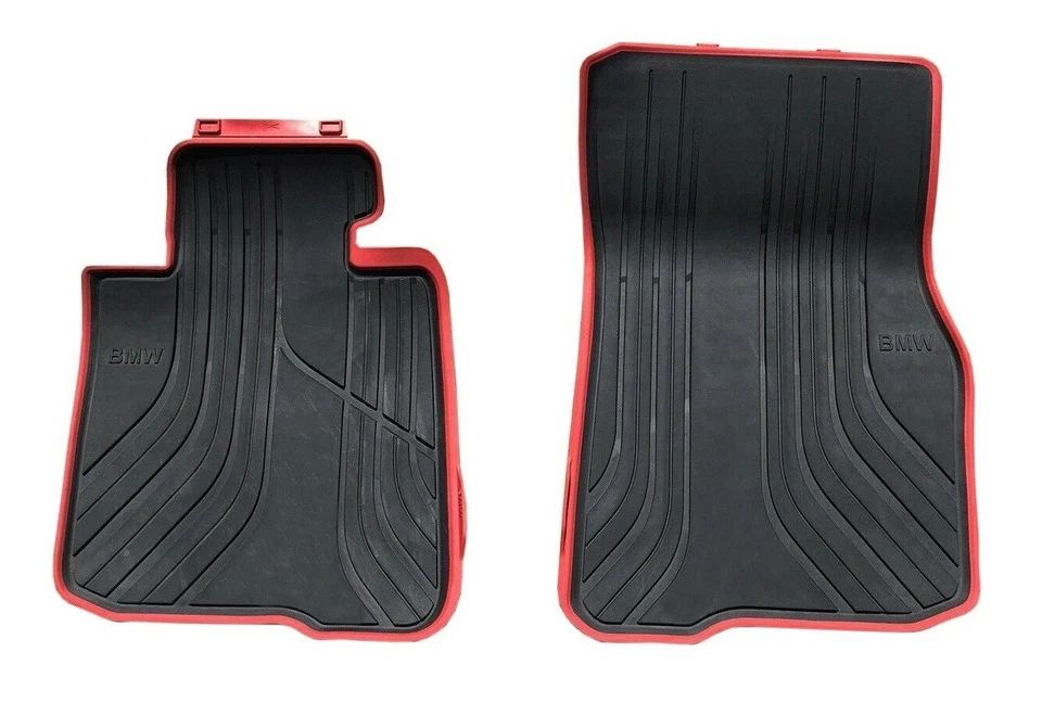 For BMW F32 F33 F36 428i 435i M4 Front Black Red Rubber Floor Mat Set Sport Line - Image 1 of 1