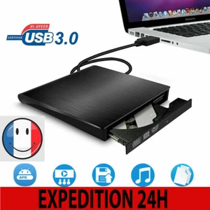 Lecteur CD DVD Externe,USB 3.0 Portable Graveur et Lecteur de CD-RW/DVD-RW - Photo 1/10