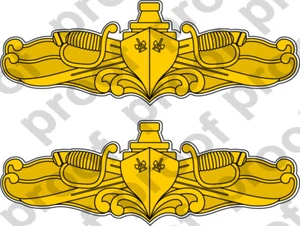 STICKER USN SURFACE WARFARE OFFICER BADGE GOLD - Picture 1 of 2