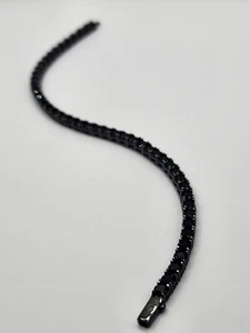 4mm  Black Spinel Tennis Bracelet in 925 Sterling Silver Black Rhodium  8.5" - Picture 1 of 6