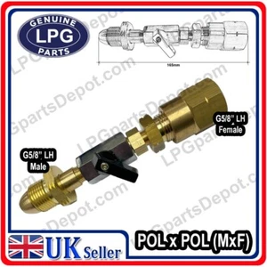 POL Macho x POL Mujer Extensión LARGA Válvula de Gas Botella Adaptador de Recarga Conector - Imagen 1 de 3