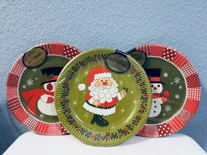 VTG Hallmark Santa & Snowman Paper Plates 7" Dessert 3 Packs of 8 Each 24 Total - Picture 1 of 4