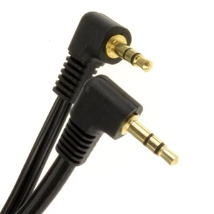 2m 3.5mm Dual Right Angle Male Jack to Jack Stereo Audio Cable Black Lead Elbow - Picture 1 of 5