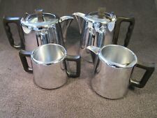Vintage Set Of Swan Brand Chromium Plate Teapot Coffee Pot, Milk Jug Sugar Bowl 