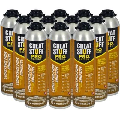 DOW Great Stuff Pro Construction Adhesive, 26.5 oz Gun Foam, Case of 12