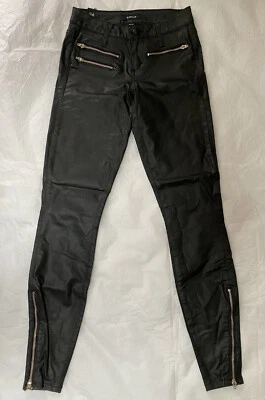 Pantalón bebe imitación cuero negro cremallera bolsillos delanteros cremallera tobillo para mujer talla 24 Foto 1 de 4