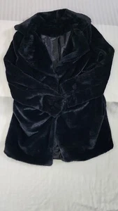 Faux Fur Unbranded Black Mob Wife Snap Button Faux Fur Jacket Light Weight Sz M - Picture 1 of 15