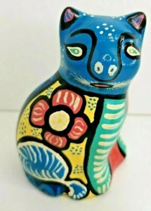 Mexican hand painted cat figure Vintage 60s folk art - Picture 1 of 4