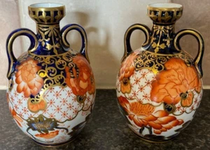 ANTIQUE 19TH CENTURY PAIR OF ROYAL CROWN DERBY No.434/2444 TWIN HANDLED VASES - Picture 1 of 15