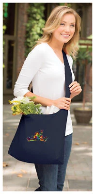 Lindo bolso de mano Peace Frogs azul profundo con honda de algodón Foto 1 de 2