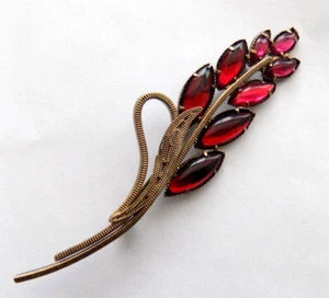 Vintage Brosche 60er Jahre Österreich, Messing, Glas - Bild 1 von 5