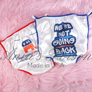 Sissy Satin Remember 2024 Election Panties for MEN String Bikini Red or Blue - Picture 1 of 13