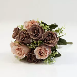 Rosa Seda Artificial Ramo de Flores (NO.10) - 5 Colores Decoración de Boda - Imagen 1 de 6