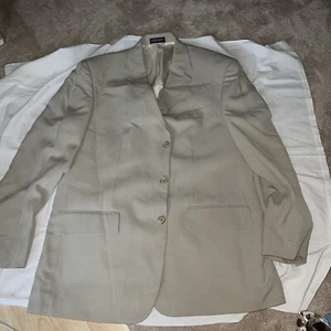 Nautica Men’s 42R 100% Silk Tan Blazer Jacket 3 Button Suit Coat - Picture 1 of 7