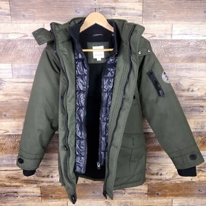 Diesel Green Boys Parka Heavy Weight hooded Coat Jacket W/ Pockets Sz 10/12 - Picture 1 of 11