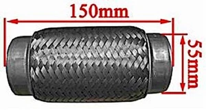 55 x 150 mm Flexrohr Flexstück Flexibler Anschluss für Auspuffanlage Hosenstück - Bild 1 von 1
