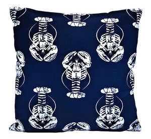 Funda Almohada Decorativa Langosta Oxford Azul Marino Blanco Exterior 17" - Imagen 1 de 7