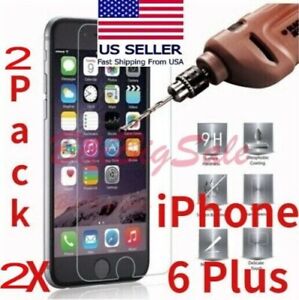 2Pack Apple iPhone 6 6s Plus Phone Screen Protector 9H Hard Clear Tempered Glass