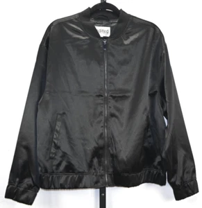 Black Bomber Jacket Edited By: Remi Bader Size 1X NWT Full ZIp With Pockets - Picture 1 of 5