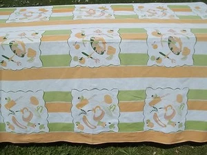 Vintage Tischdecke mit Gemüsemotiv orange grün rosa Küchenmotive TC23 - Bild 1 von 11