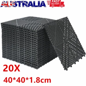 20X Interlocking Drainage Floor Mat 40*40cm PVC Non-Slip Floor Grille Tile Mats - Picture 1 of 9