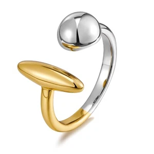WOWORAMA Chunky Teardrop Rings for Women Silver Gold Bypass Dome Rings Thick ... - Picture 1 of 8