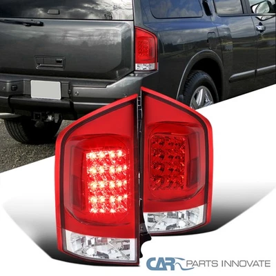 Fits 05-15 Armada Red/Clear LED Tail Lights Rear Brake Reverse Lamps Pair - Image 1 of 4