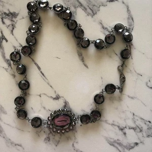 Miu Miu Damen Halskette Kristall Kette Taschenriemen Länge 98 cm silberfarben ohne Box JP - Bild 1 von 3