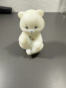Fenton Floral Handbemalt Signiert Satiniert Glas Sitzender Bär Figur - Bild 1 von 5