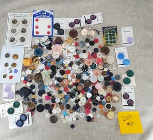 Lot #2 Vintage Sewing Craft Buttons Assorted Sizes Colors Materials 1+ Pound - Picture 1 of 24