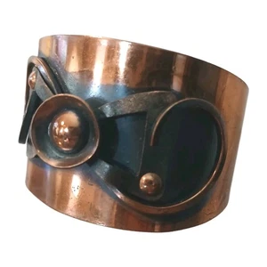 Copper Wide Cuff Bracelet 2.5" Wide Abstract 1950s MCM Vintage - Picture 1 of 12