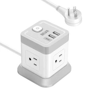 Power Strip with USB - 5ft Long Extension Cord Desktop Charging Station, Powe... - Picture 1 of 8