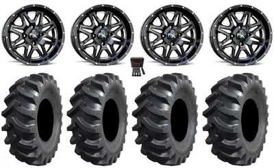 MSA Vibe 14" Wheels Black 27" Interforce Tires Kawasaki Mule Pro FXT  KRX - Image 1 of 4