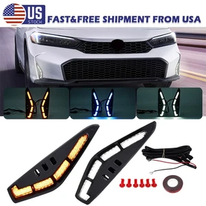 For Honda Civic 2025-2026 LED Daytime Running Light DRL Fog Lamp w/ Dynamic Turn - Picture 1 of 17