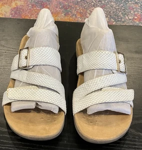 Vionic weiße Schlangenleder Skyler Podologe entworfen Sandalen Schuhe 9W - Bild 1 von 8