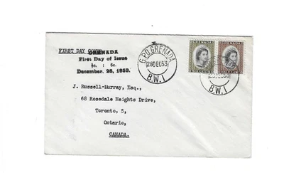 GRENADA 1953 FDC sent to Canada - Image 1 of 2