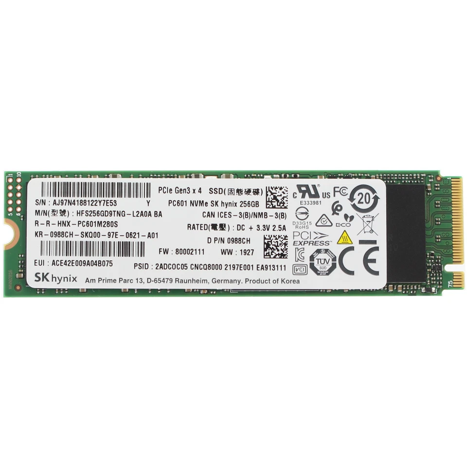 Dell 988CH 256GB TLC PCI-E 3.0 x4 NVMe M.2 2280 Internal SSD - Image 1 of 1