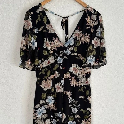 Juicy Couture Black Floral Jumpsuit Ladybugs Sample Rare Wide Leg Dark Fall - Image 1 of 4